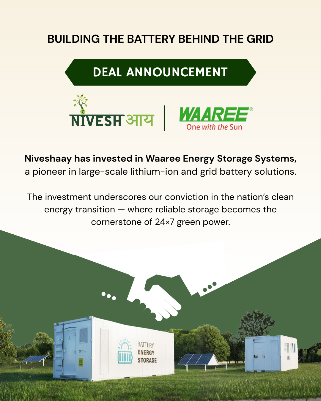 Building the Battery behind the Grid with Waaree Energy Storage System - Niveshaay Deals - Niveshaay - 